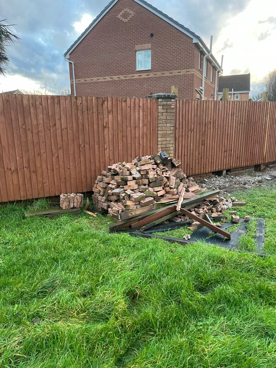 Builder waste and rubble ready for collection in Preston